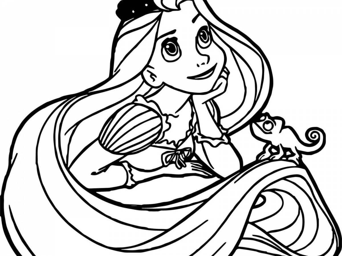 Exotic princess rapunzel coloring book for kids