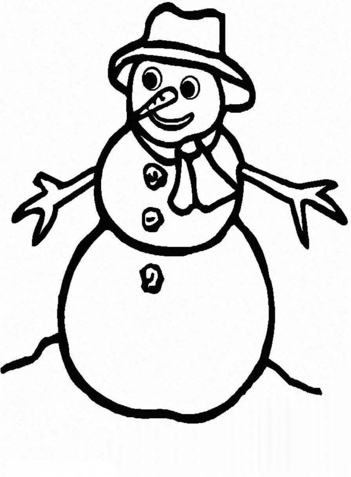 Веселая раскраска снеговик для детей 3-4 лет