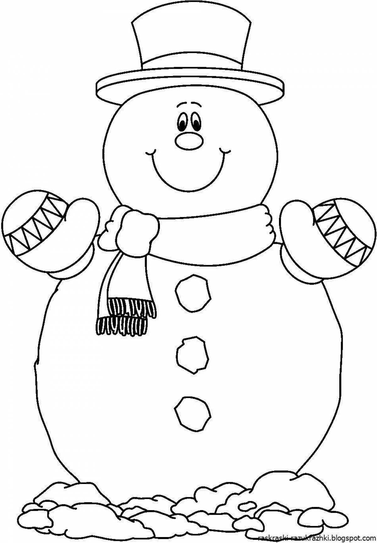 Сверкающая раскраска снеговик для детей 3-4 лет
