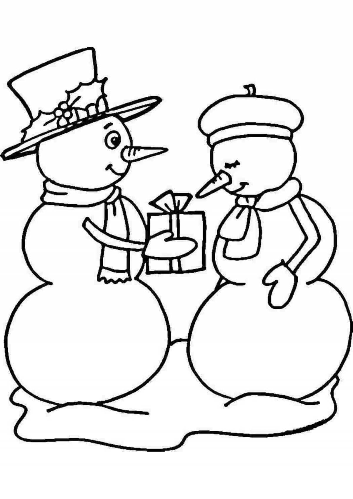 Animated snowman coloring book for children 3-4 years old