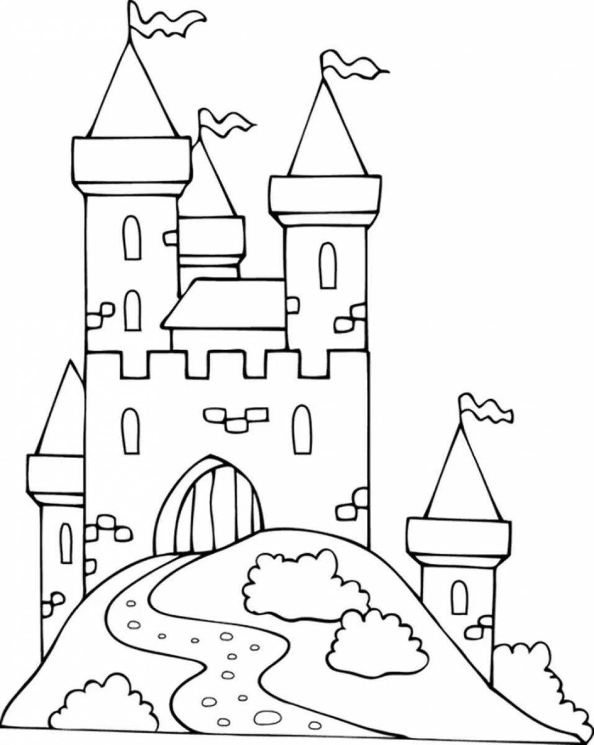 Large castle coloring book for children 6-7 years old