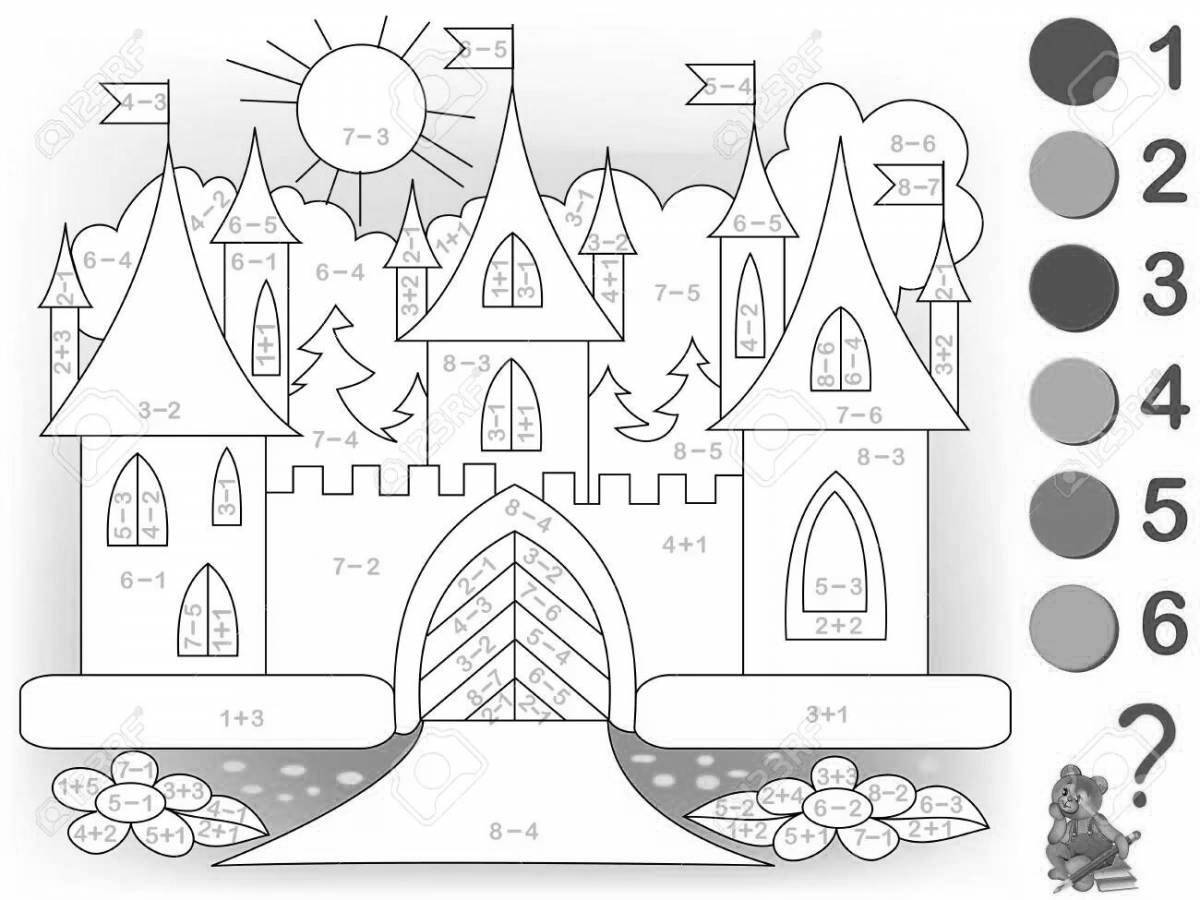 Cute castle coloring book for 6-7 year olds