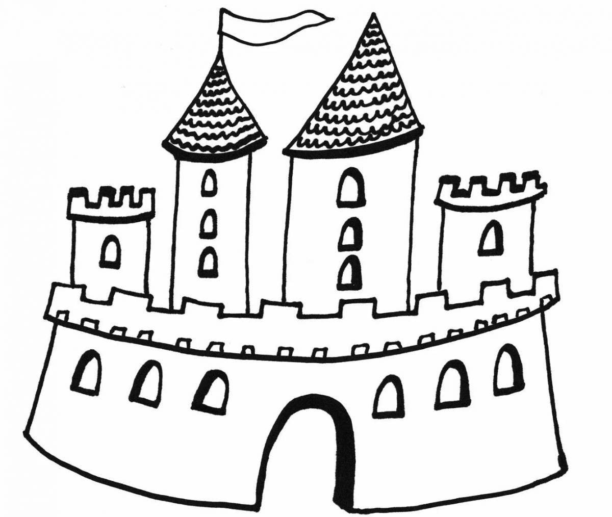 Яркая раскраска замок для детей 6-7 лет