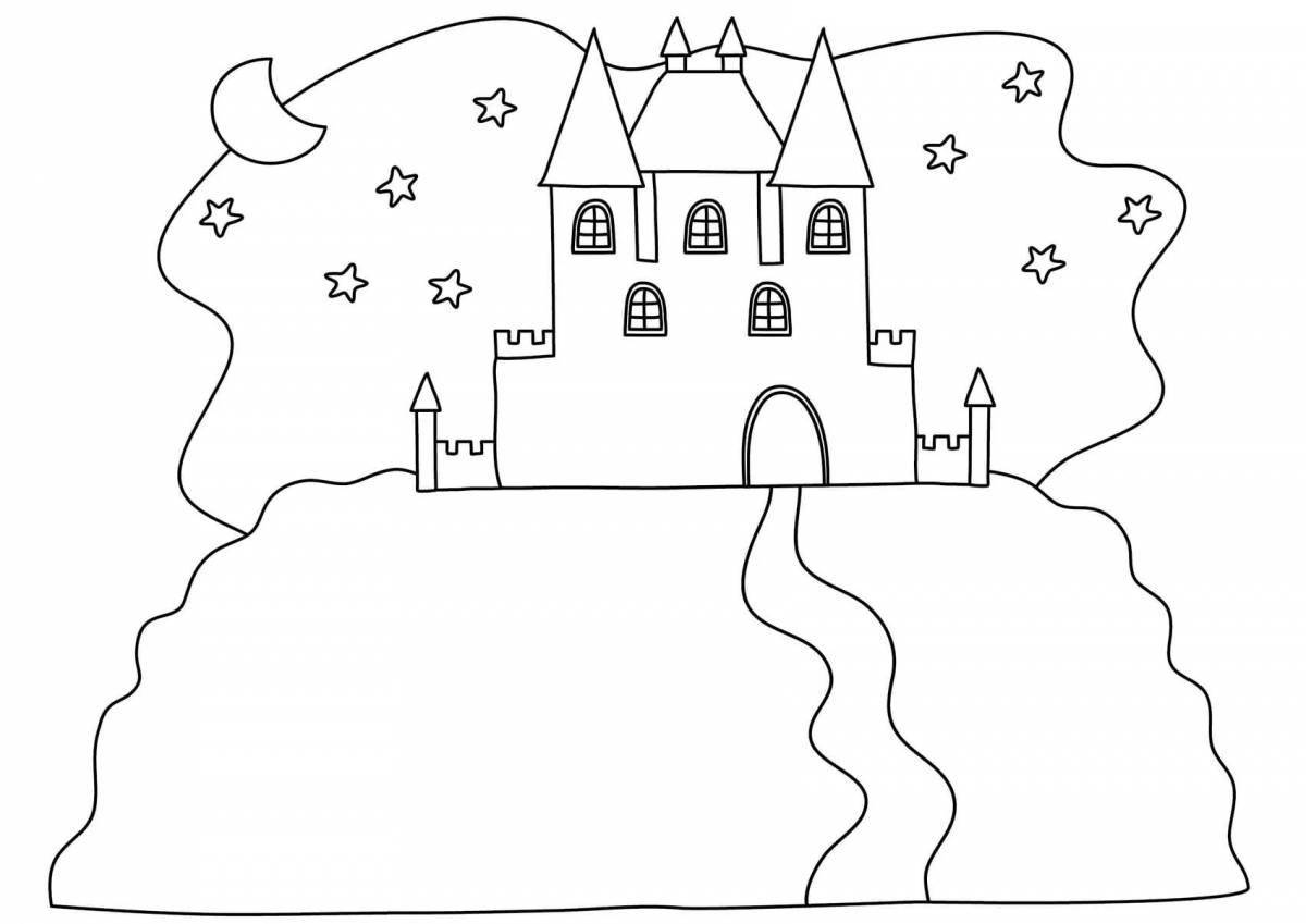 Glitter castle coloring book for children 6-7 years old