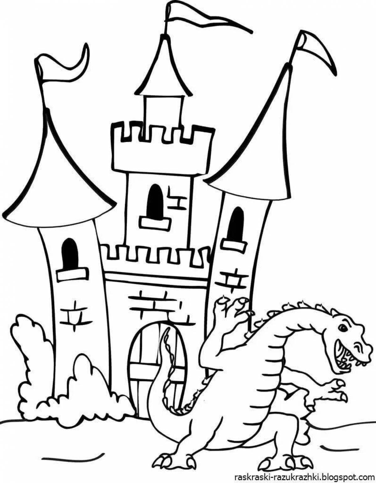Luxury castle coloring book for children 6-7 years old