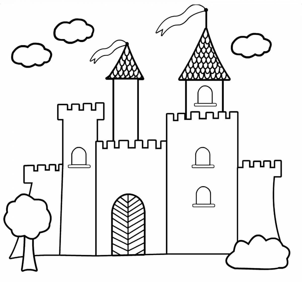 Декоративная раскраска замок для детей 6-7 лет