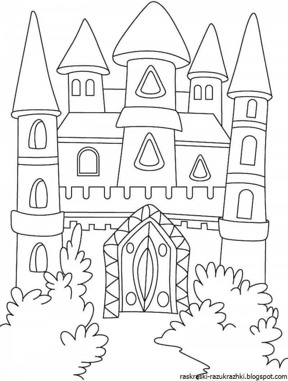 Fun coloring book castle for children 6-7 years old