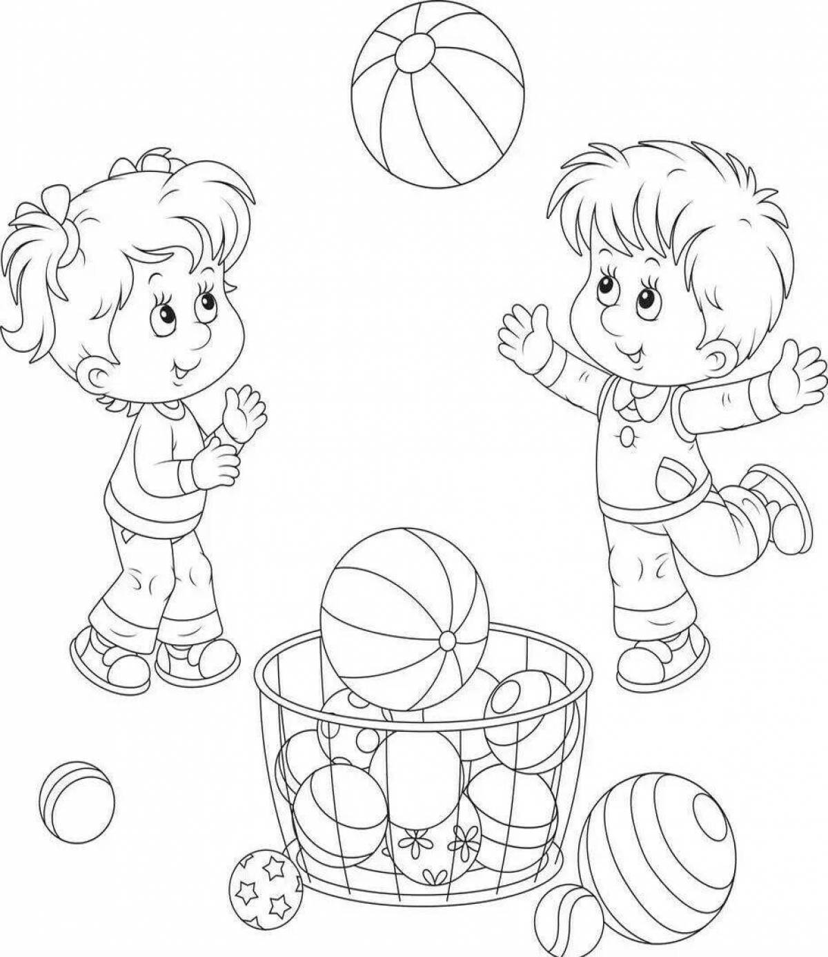 Stimulating sports coloring book for kindergarten