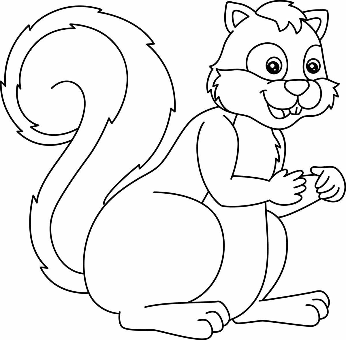 Fun coloring squirrel for children 2-3 years old