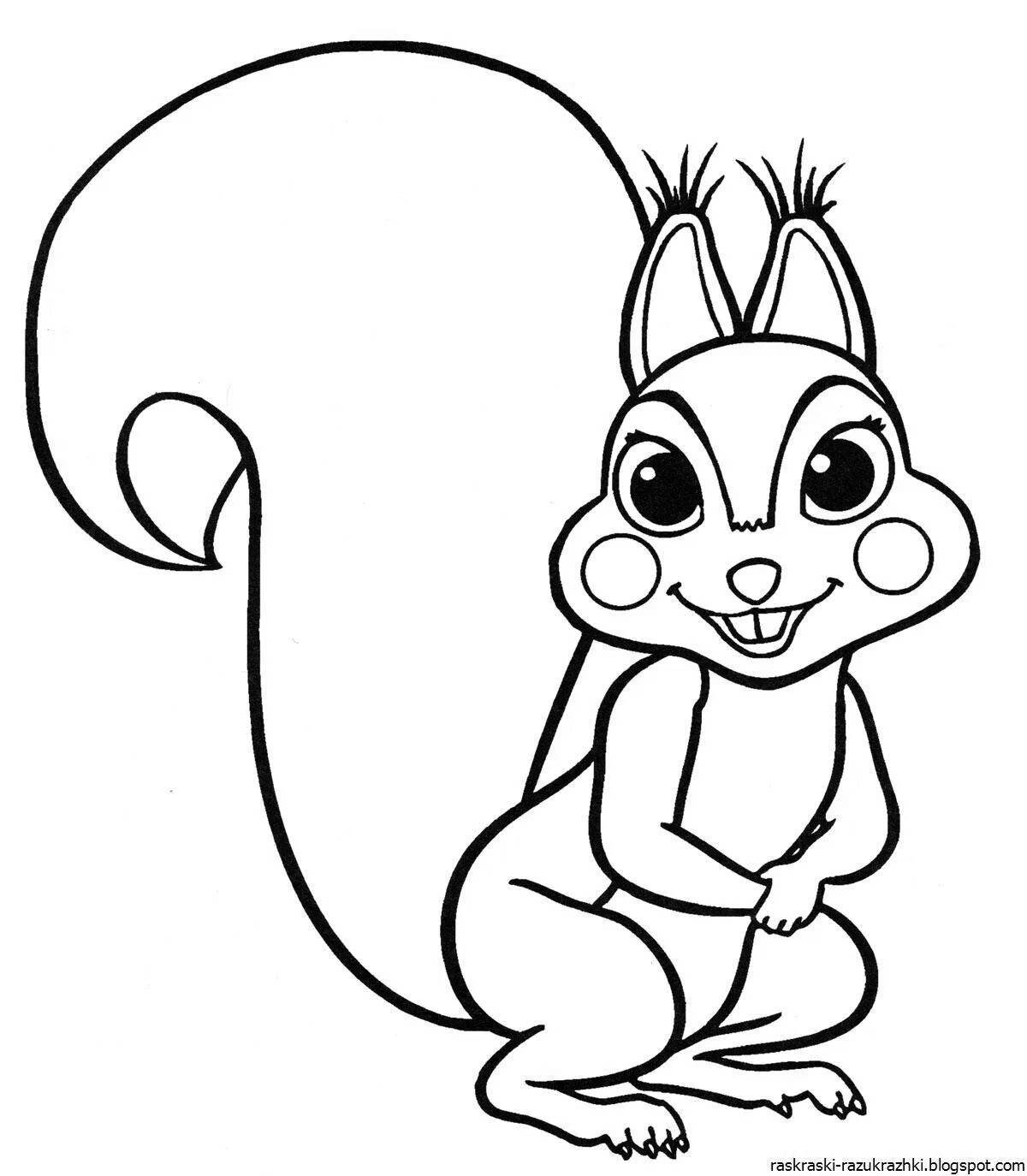 Fancy squirrel coloring book for kids 2-3 years old