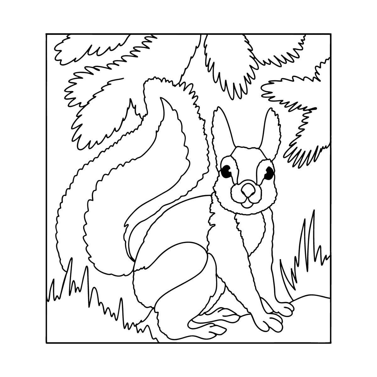 Sparkling squirrel coloring book for children 2-3 years old