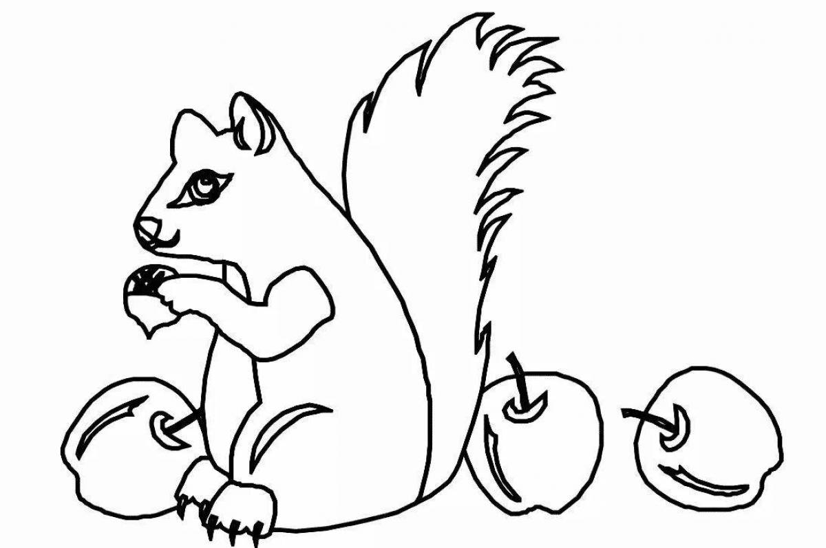 Exotic squirrel coloring book for children 2-3 years old