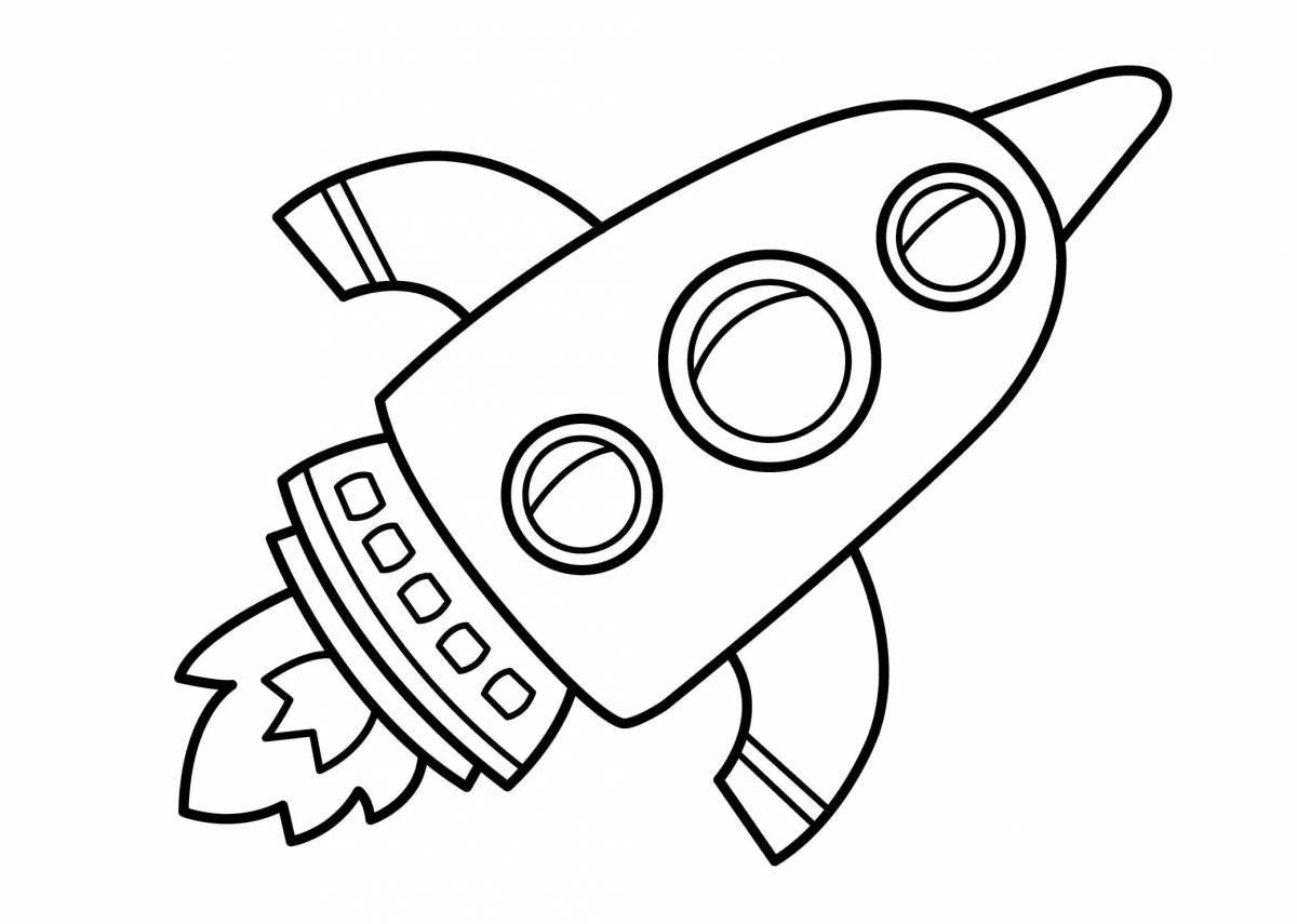 Радостная ракета-раскраска для детей 4-5 лет