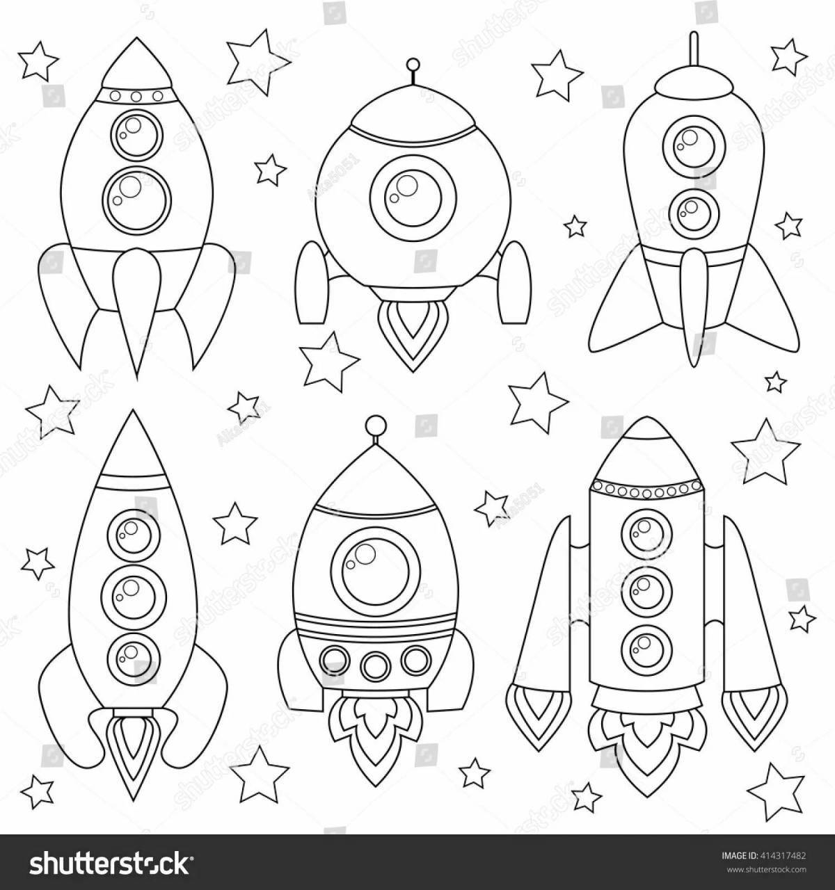 Outstanding rocket coloring book for 4-5 year olds