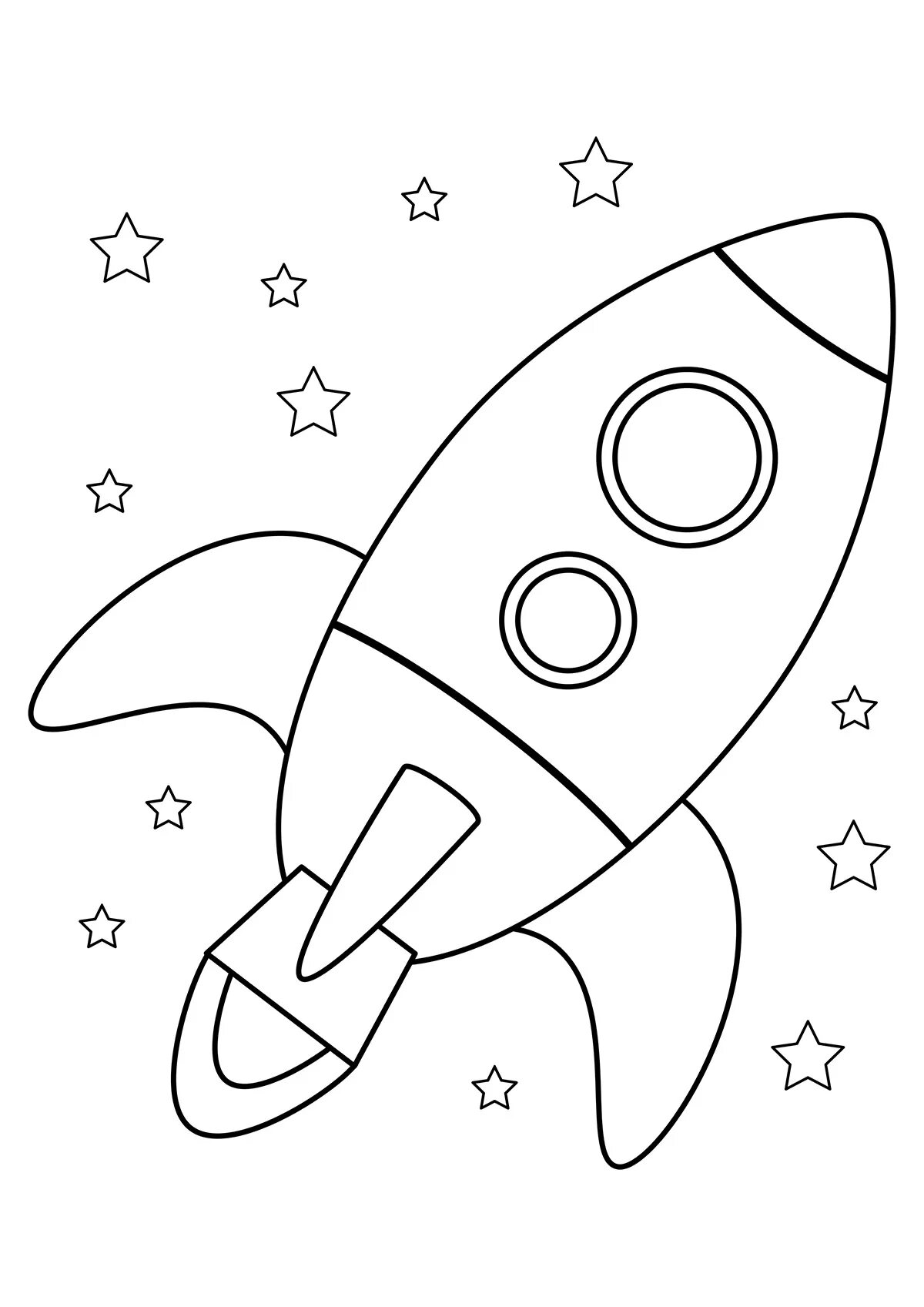 Color-vivacious rocket coloring page for children 4-5 years old