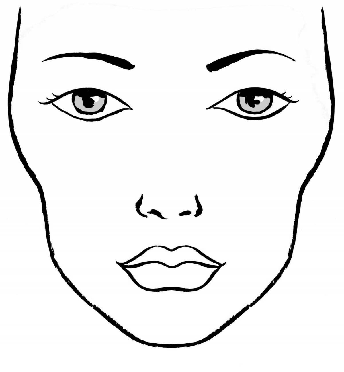 Vivacious coloring page girl face makeup without hair