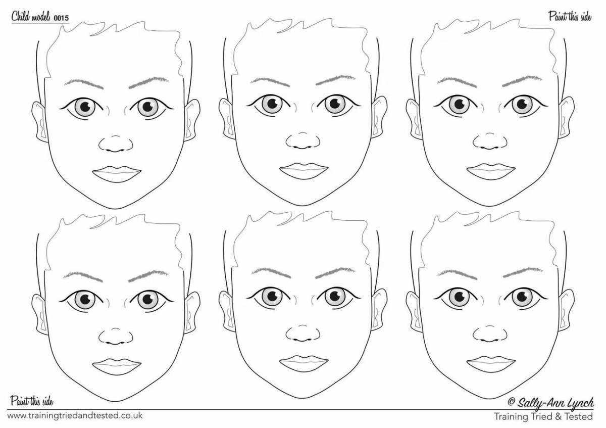 Раскраска Идиллическая раскраска лица девушки для макияжа без волос