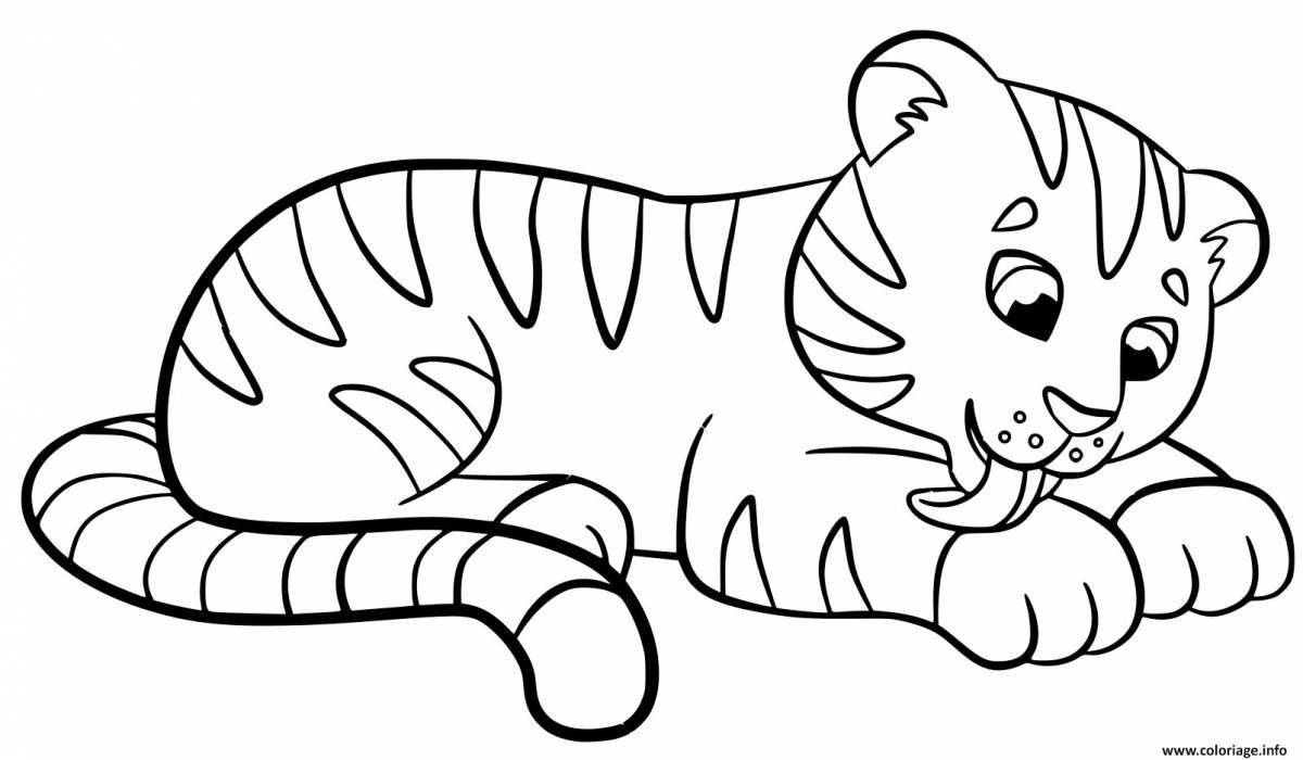Funny tiger coloring for children 3-4 years old