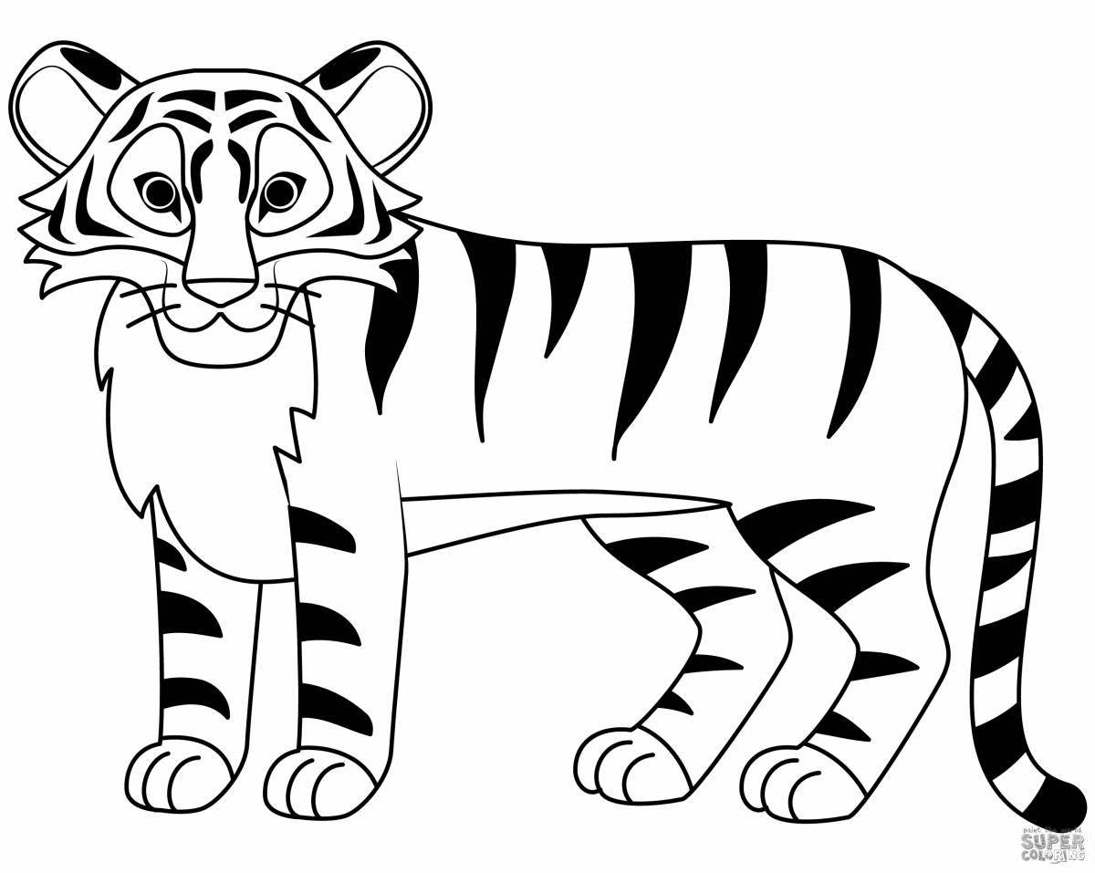 Радостный тигр раскраски для детей 3-4 лет