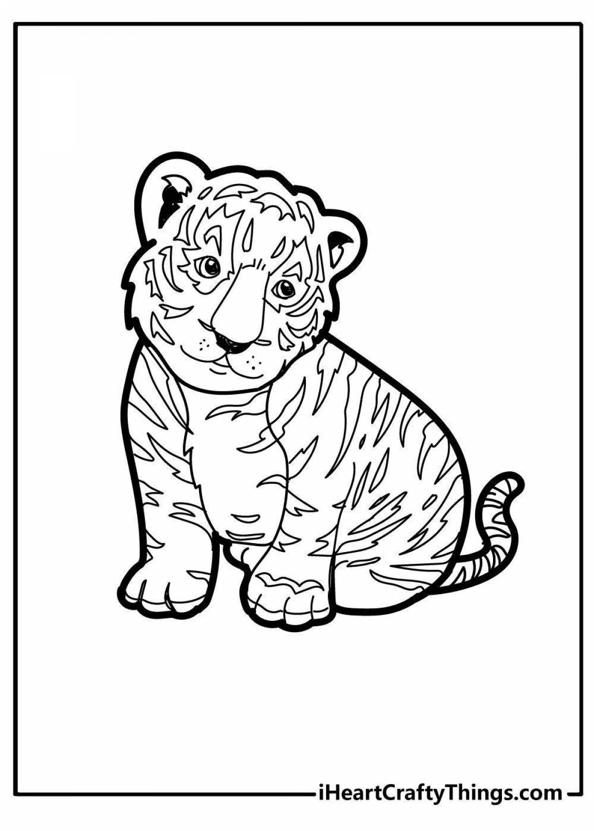 Fun coloring tiger for 3-4 year olds