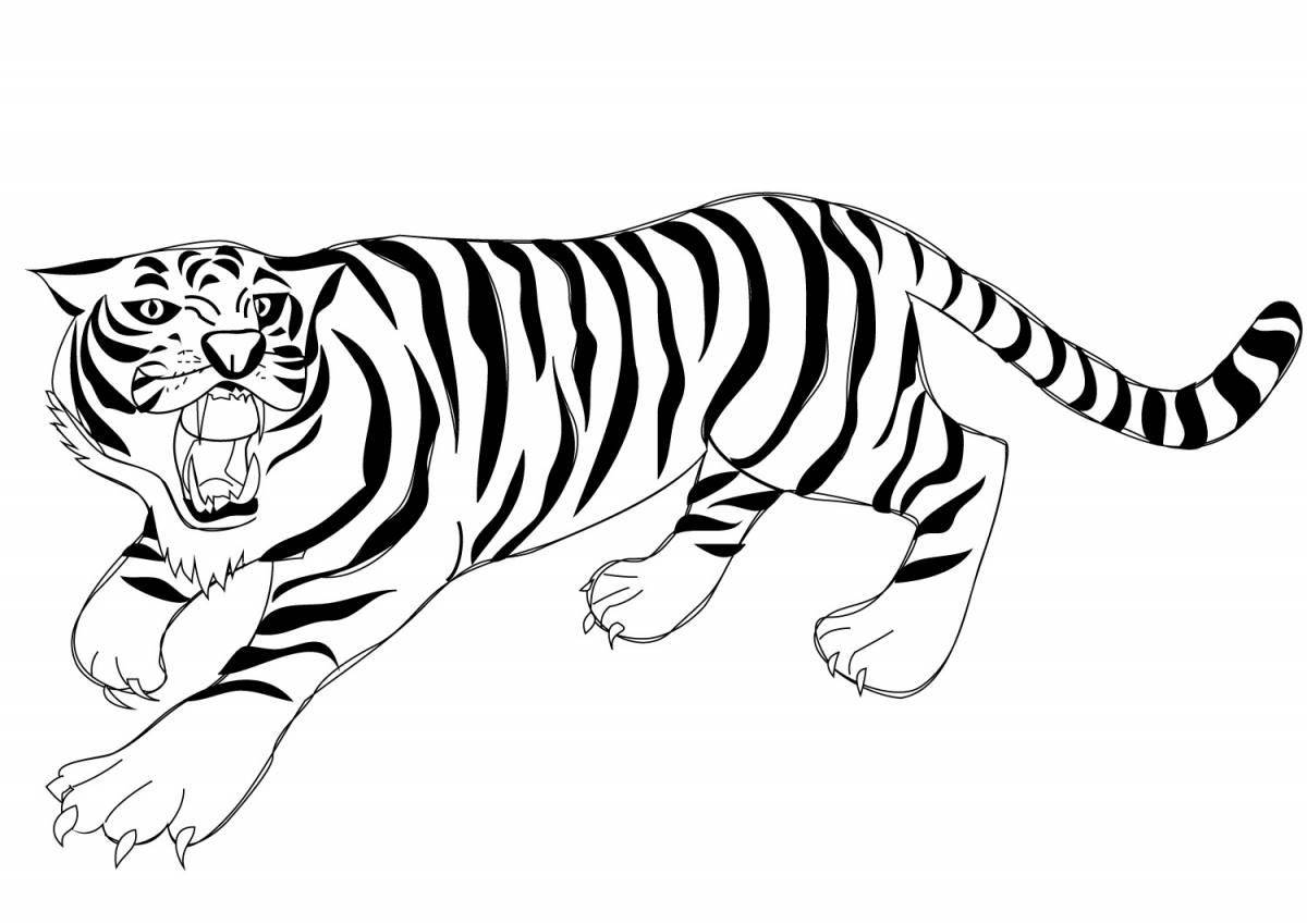 Увлекательная раскраска тигра для детей 3-4 лет