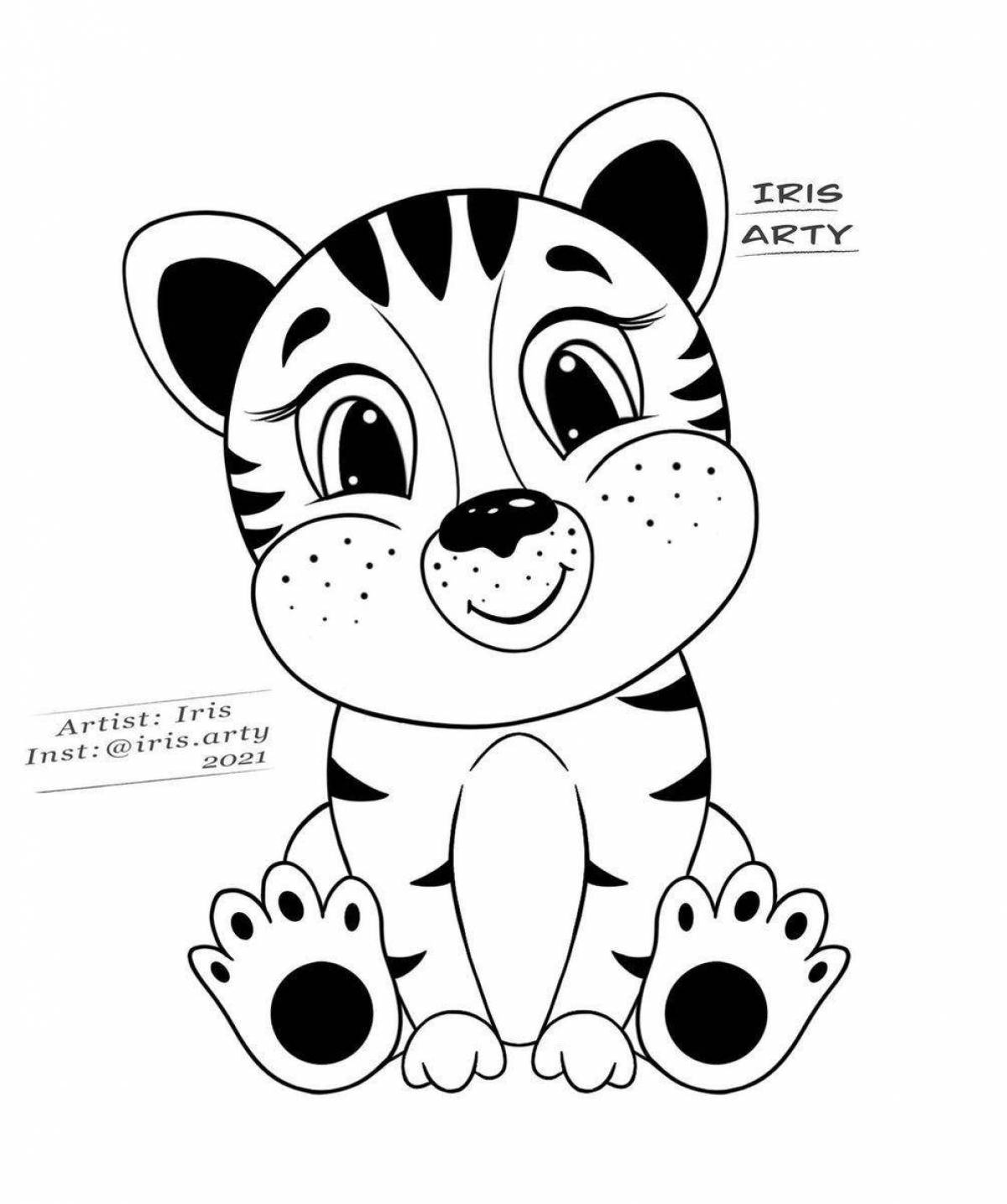 Attractive tiger coloring book for 3-4 year olds