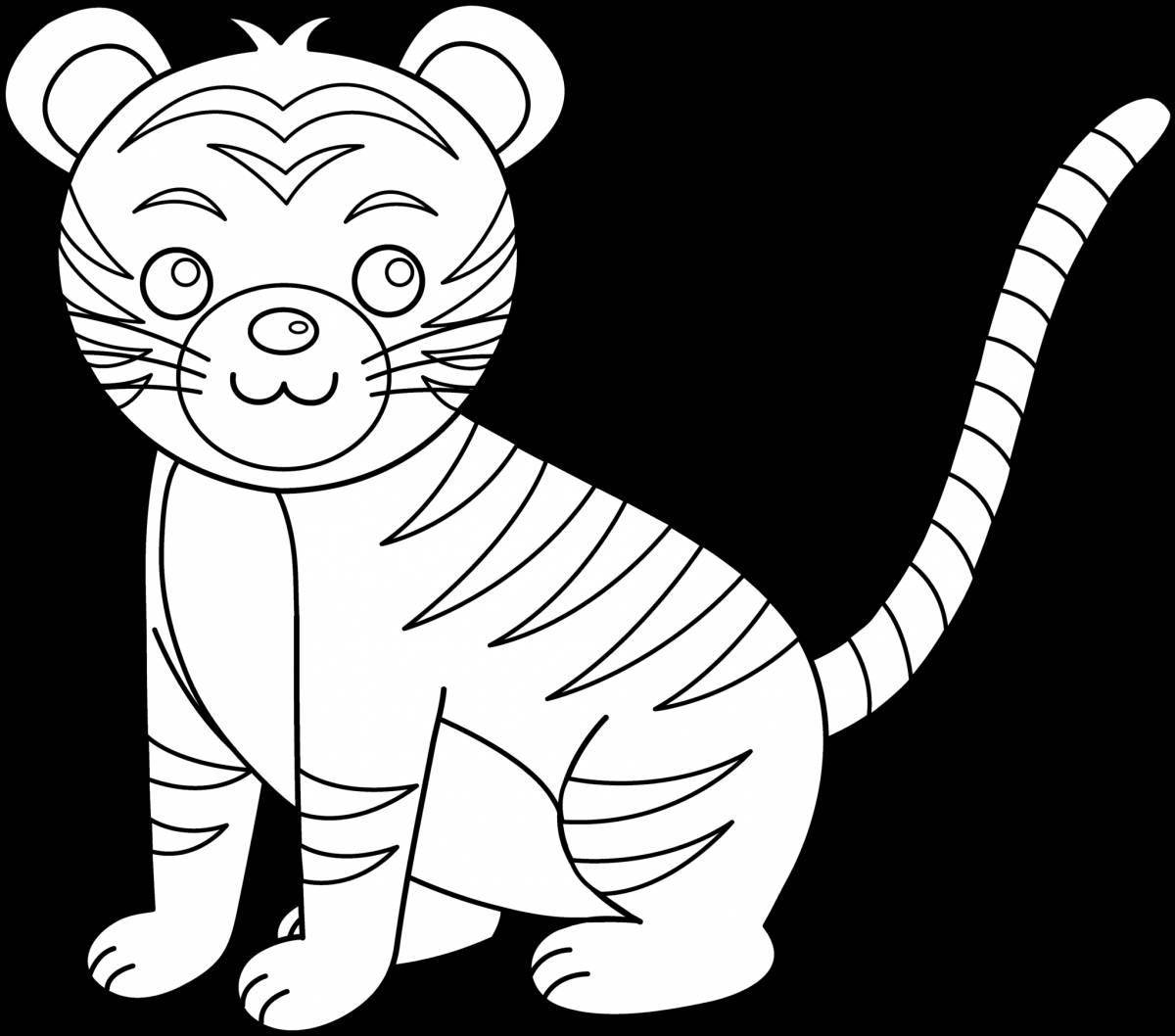 Colorful tiger coloring book for 3-4 year olds