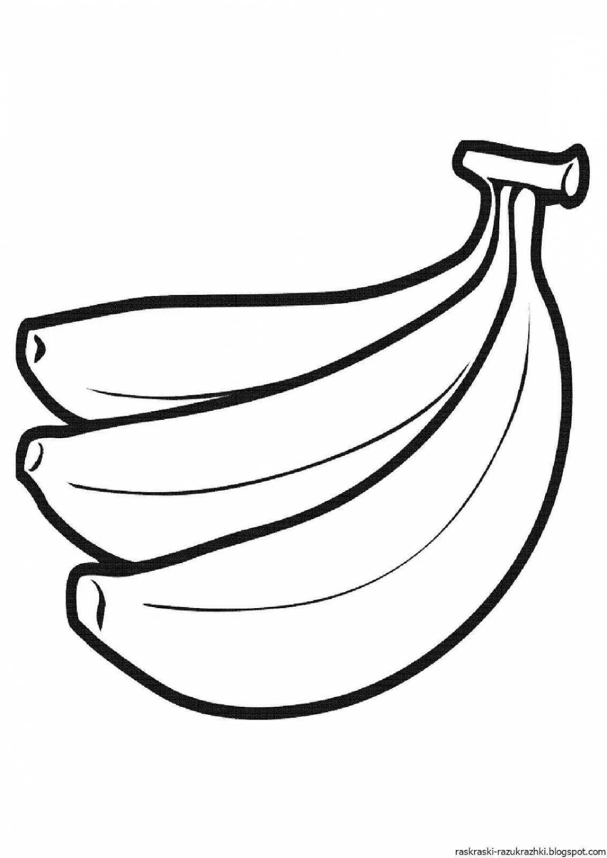 Яркая банановая раскраска для детей 2-3 лет