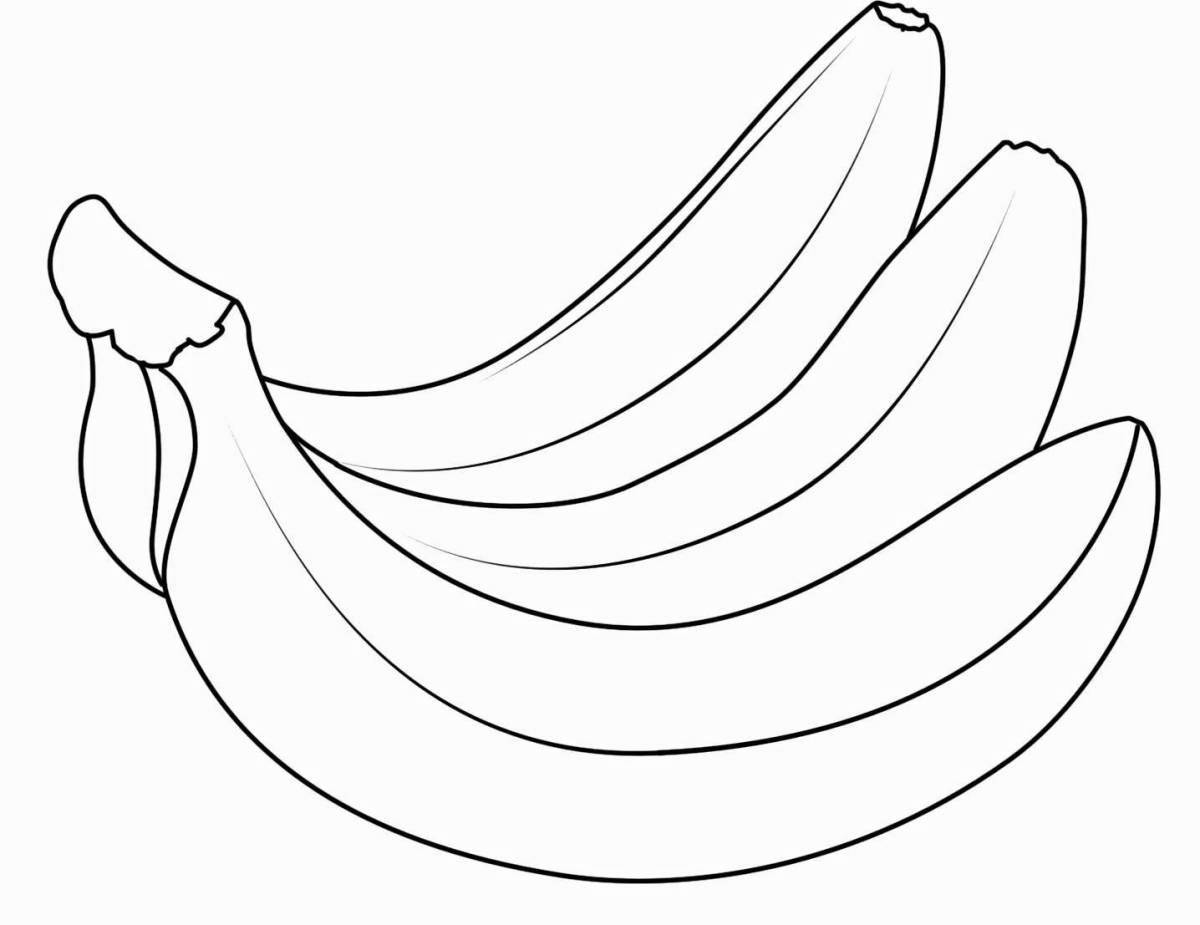 Веселая банановая раскраска для детей 2-3 лет