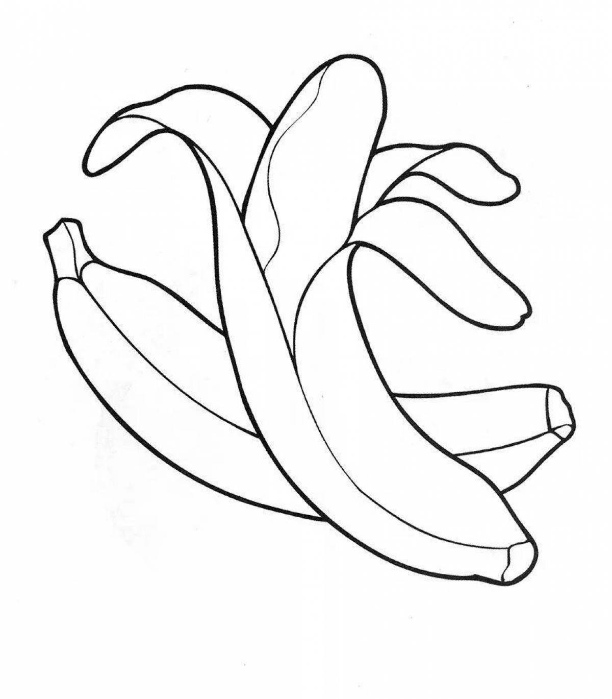 Радостная банановая раскраска для детей 2-3 лет