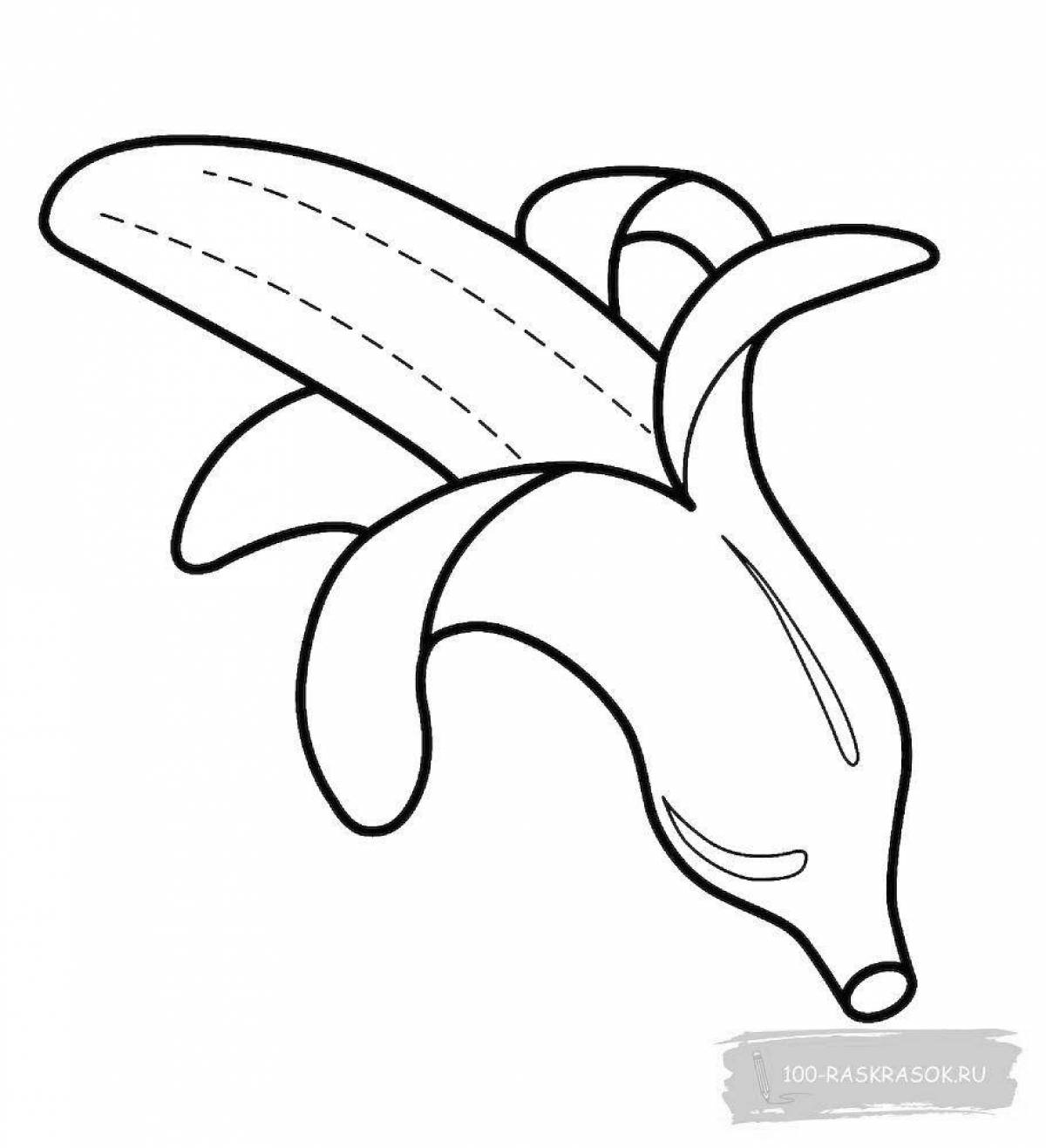 Красочная банановая раскраска для детей 2-3 лет