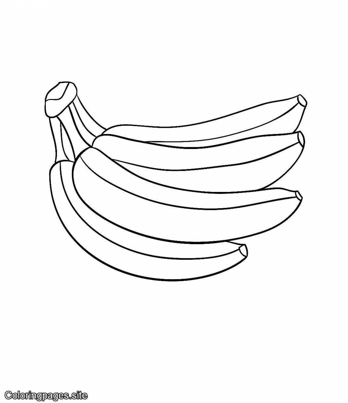 Раскраска бананы с цветными брызгами для детей 2-3 лет