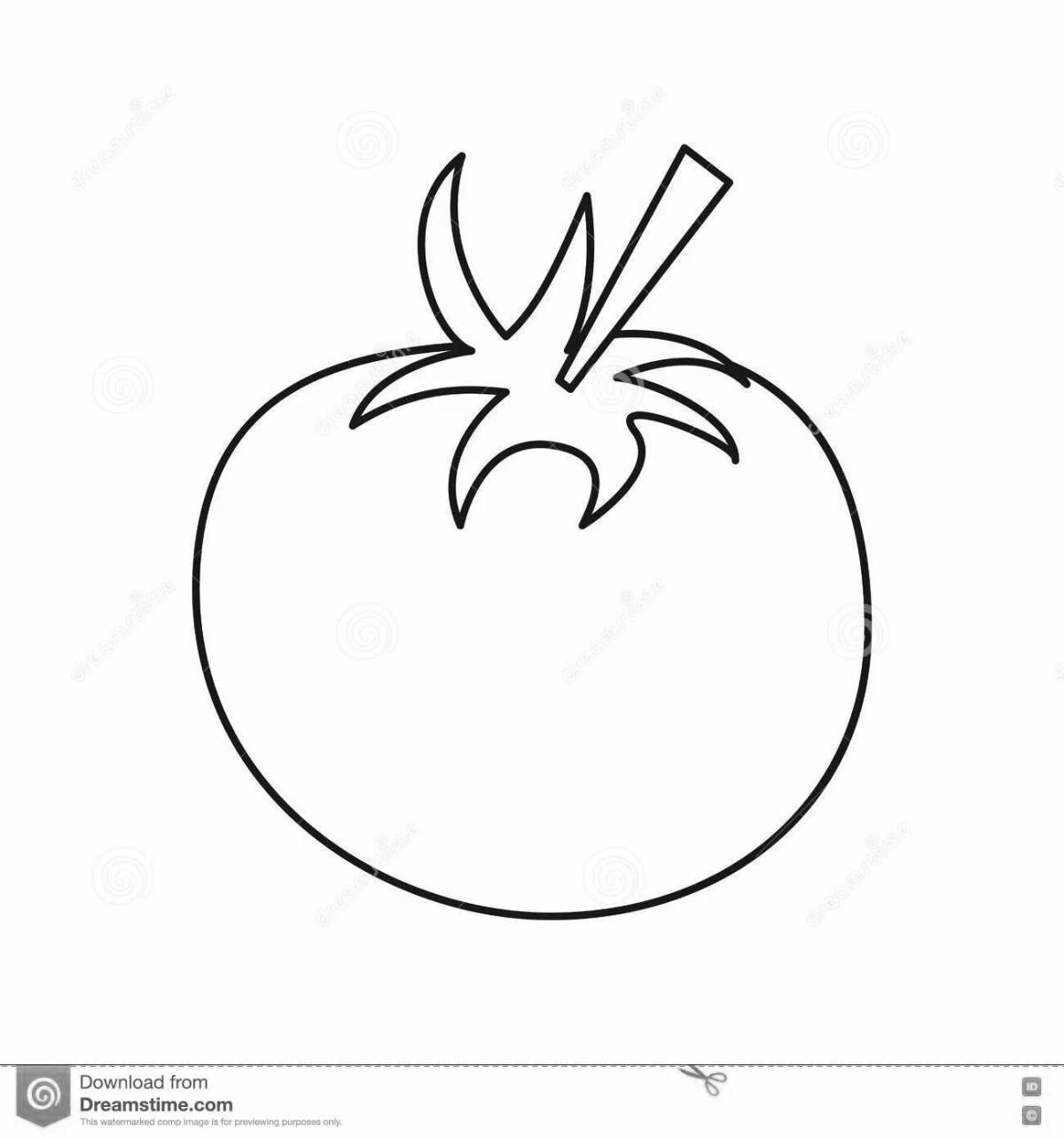 Playful tomato coloring page for 2-3 year olds