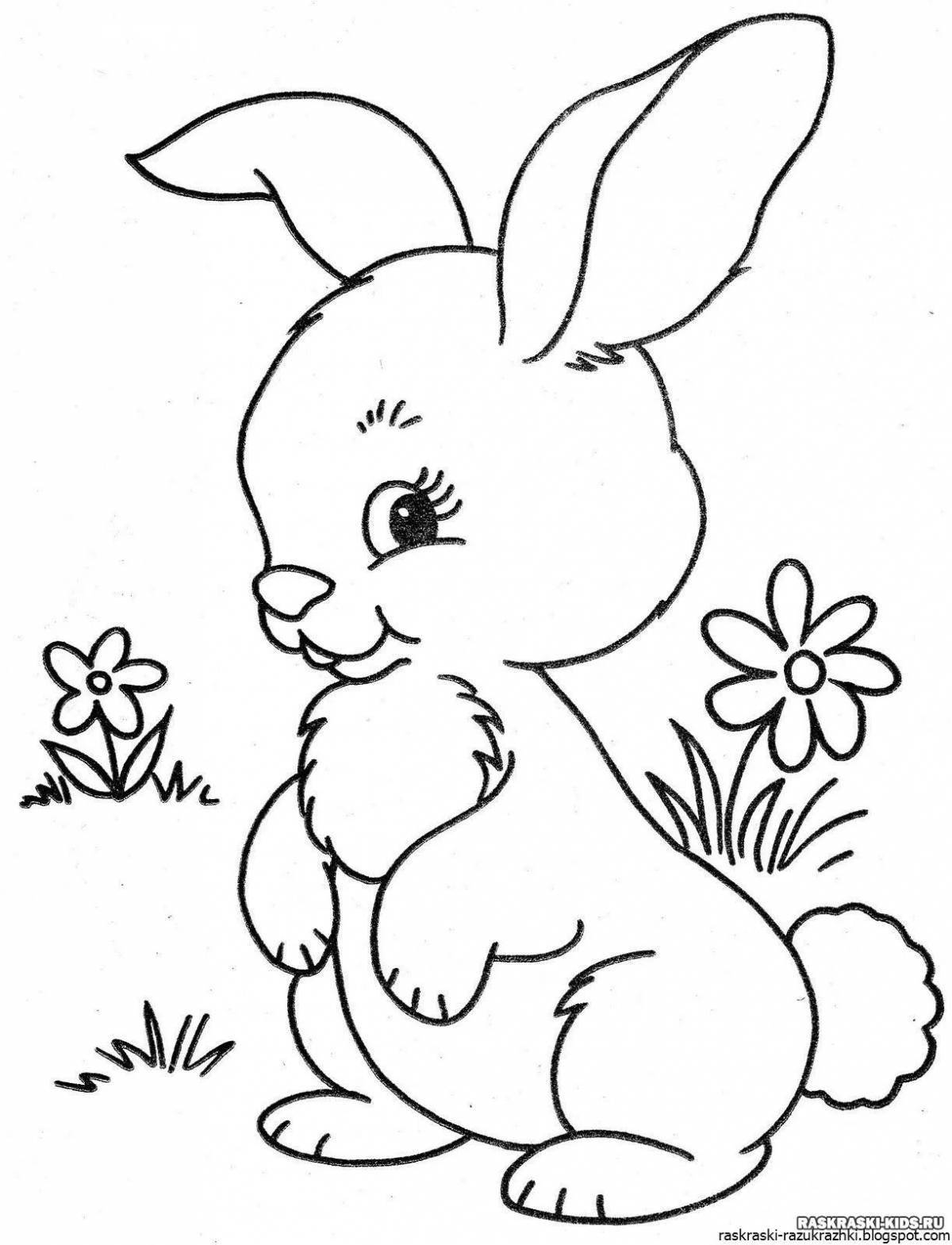 Radiant coloring rabbit for children 2-3 years old