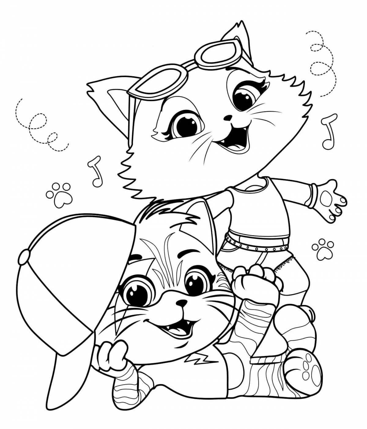 Colorful cats and dogs coloring book