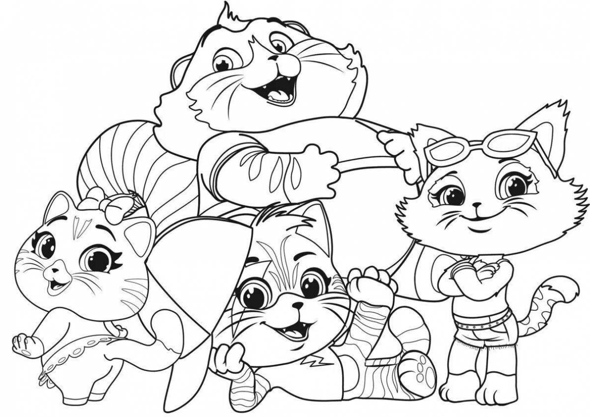 Coloring page playful cats and dogs