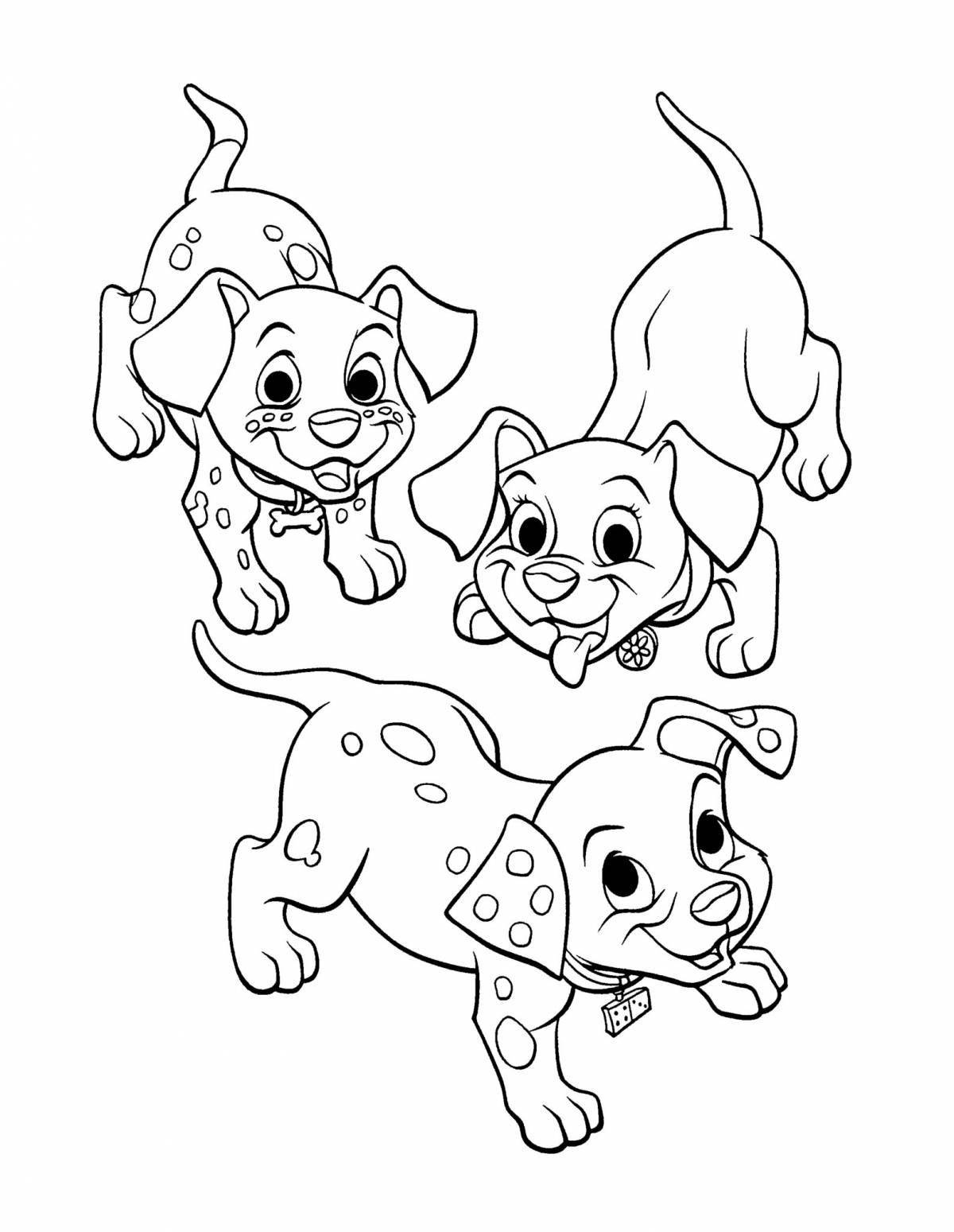 Cute cats and dogs coloring page