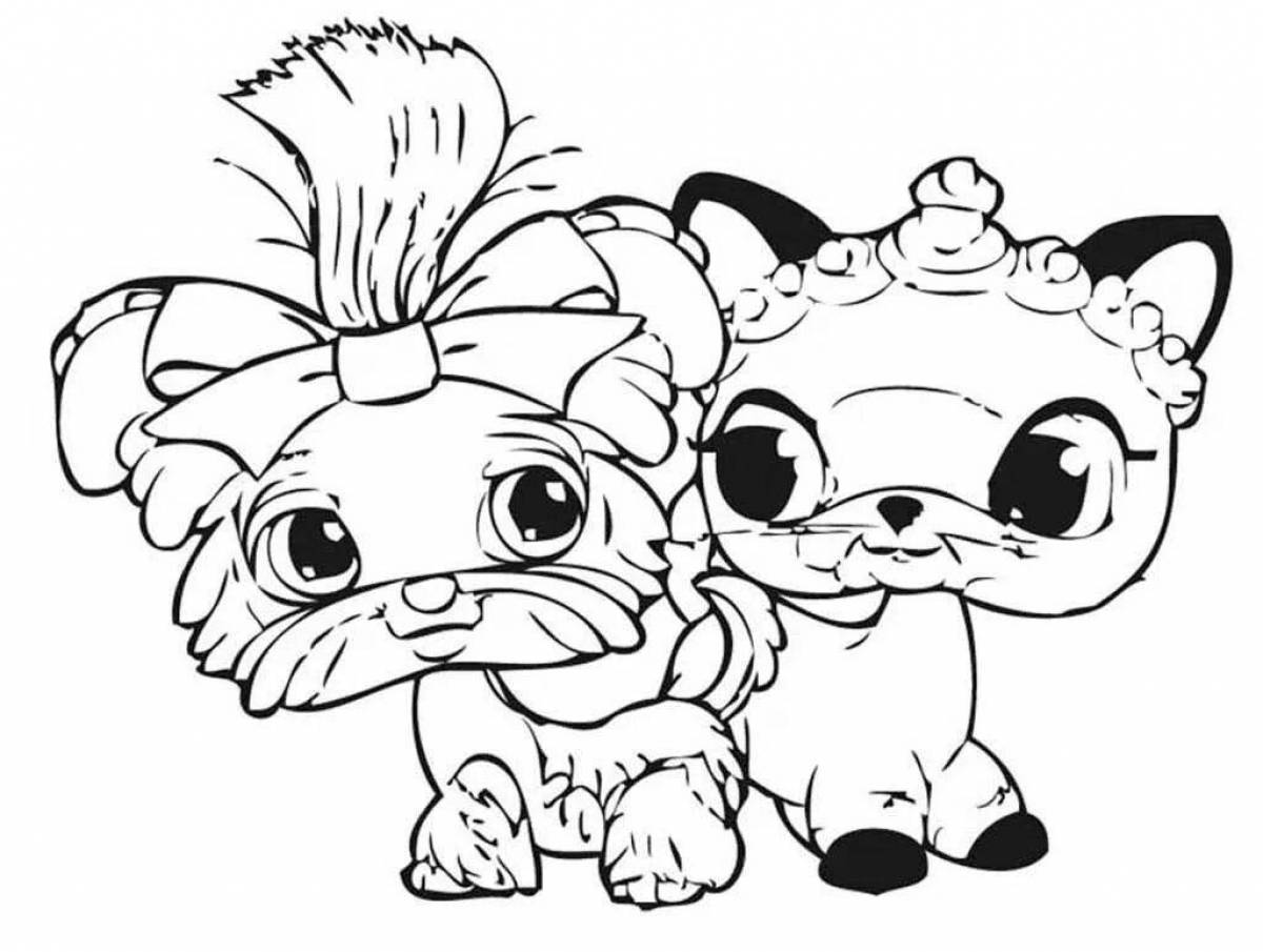 Cats and dogs coloring page