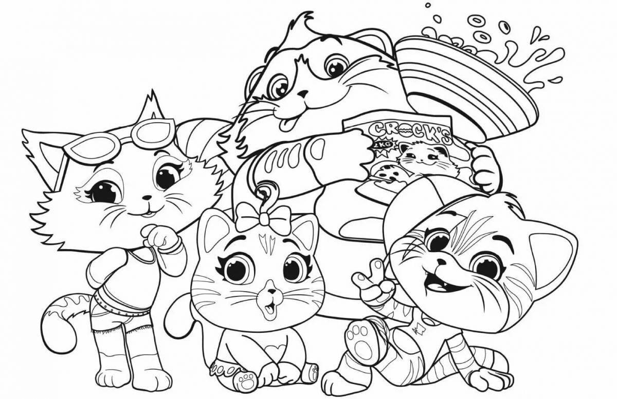 Colorful coloring cartoon cats