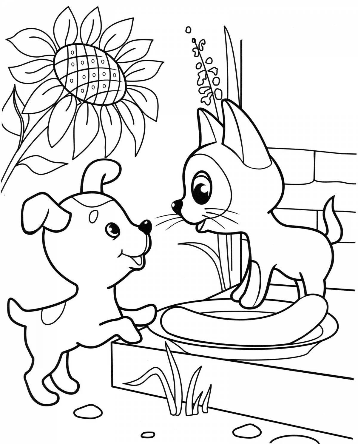 Funny coloring cartoon dogs