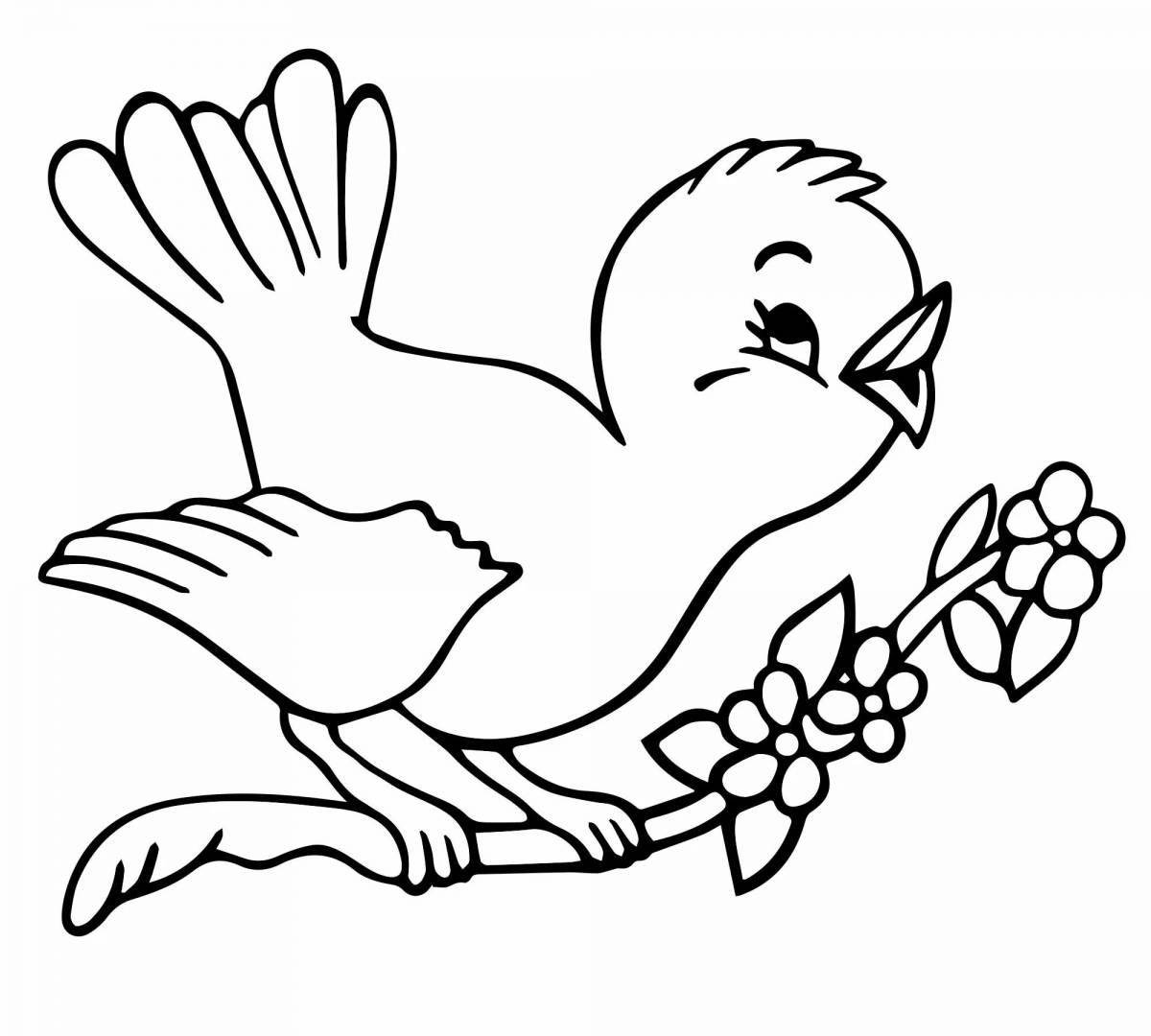 Playful Sparrow Coloring Page for Toddlers