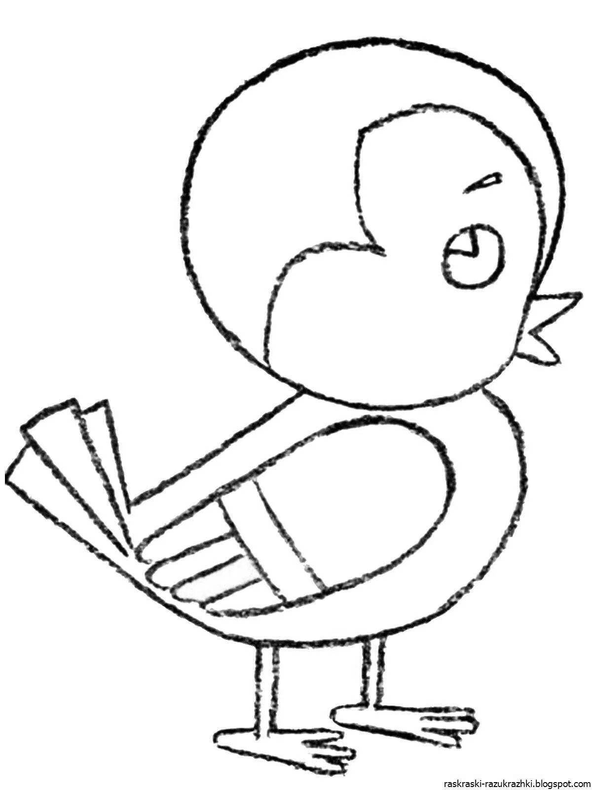 Coloring cute sparrow for kids