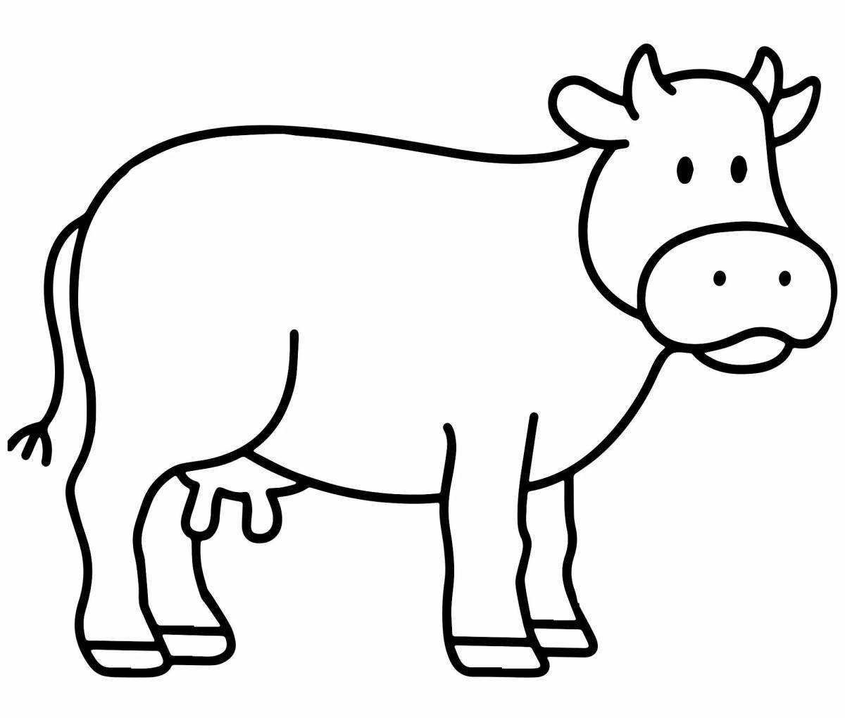 Игривая корова-раскраска для малышей