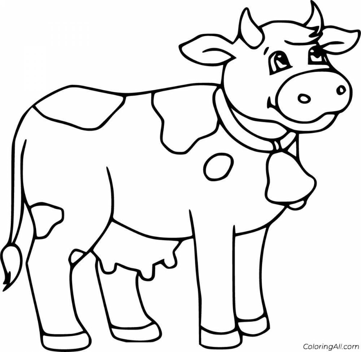 Забавная раскраска коровы для детей