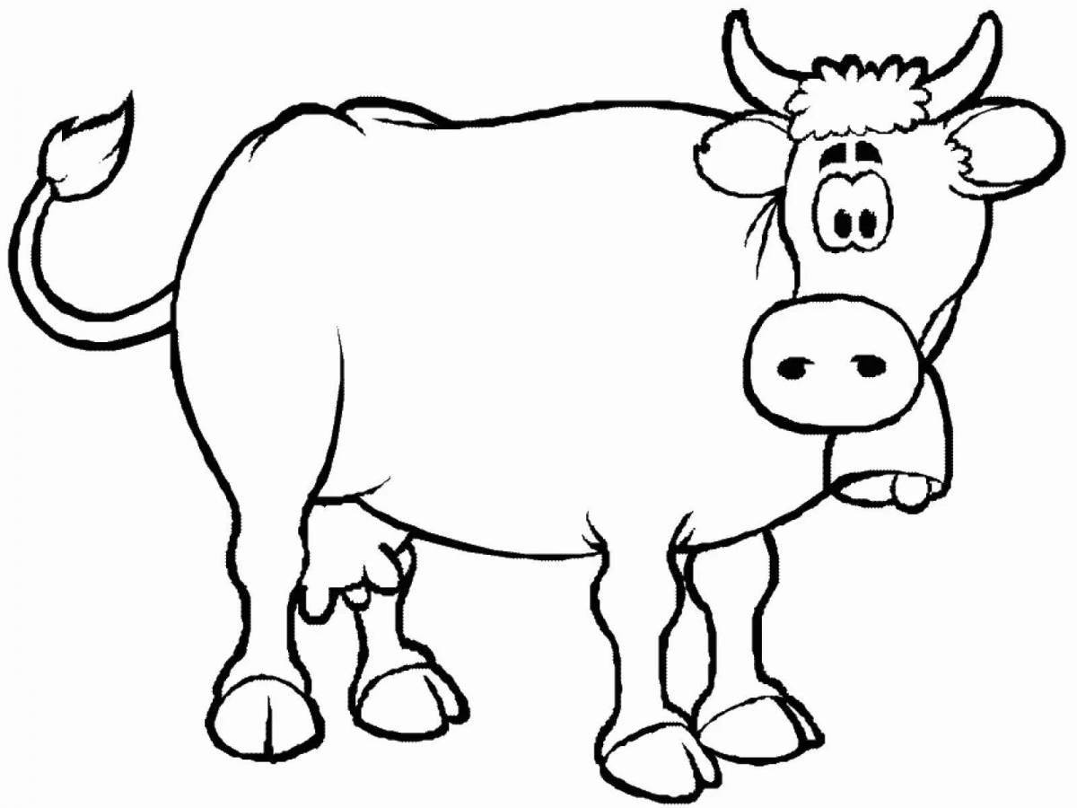 Attractive cow coloring book for kids