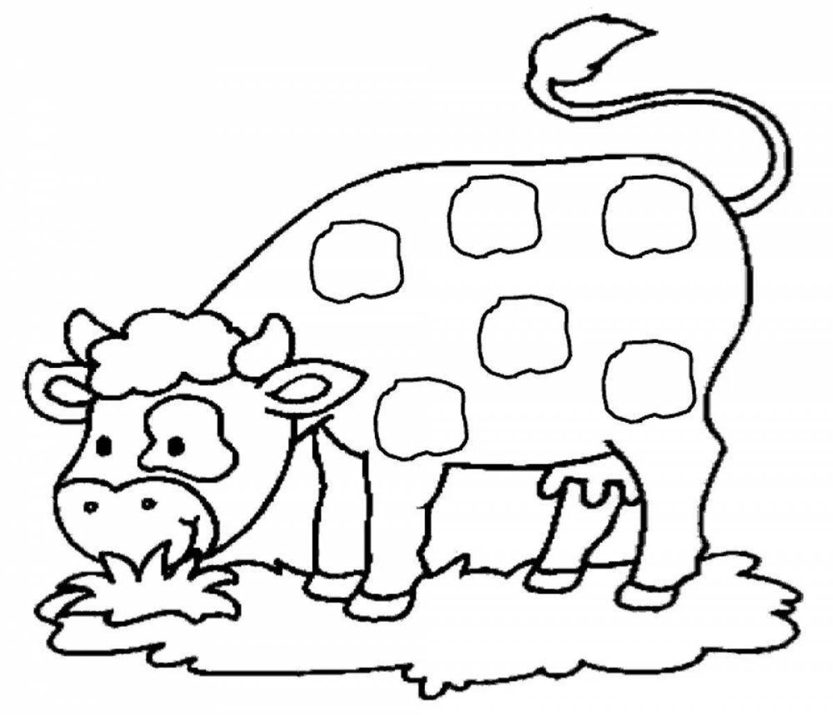 Fun coloring cow for kids