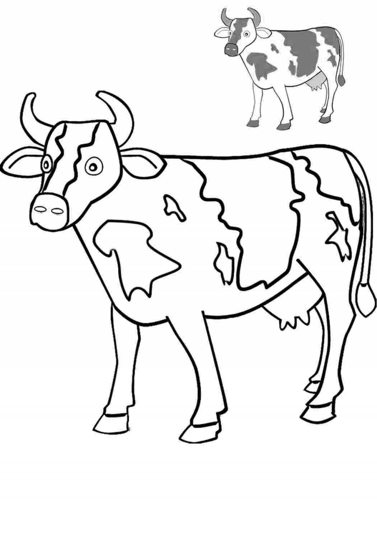 Colorful cow coloring for preschoolers