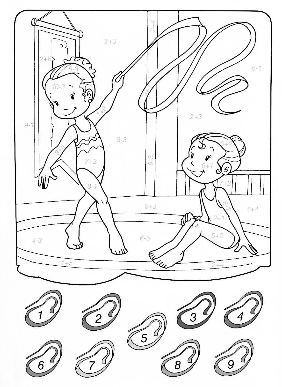 Dynamic sports coloring book for kids 6-7 years old
