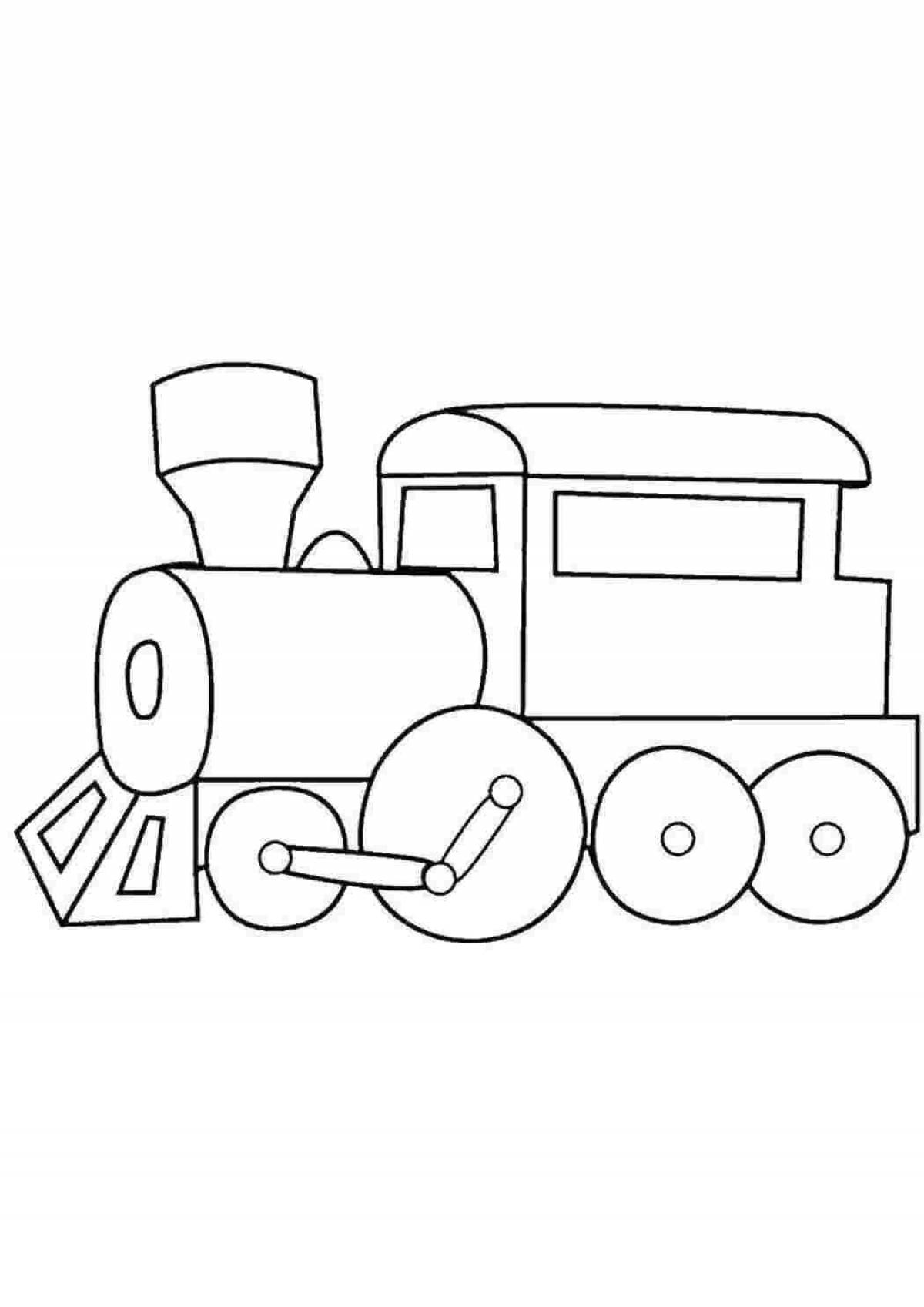 Красочный поезд раскраски для детей 2-3 лет