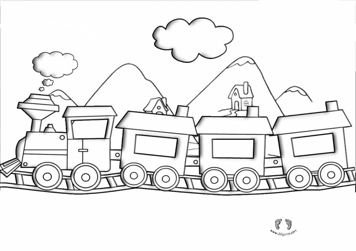 Сказочная раскраска поезда для малышей 2-3 лет